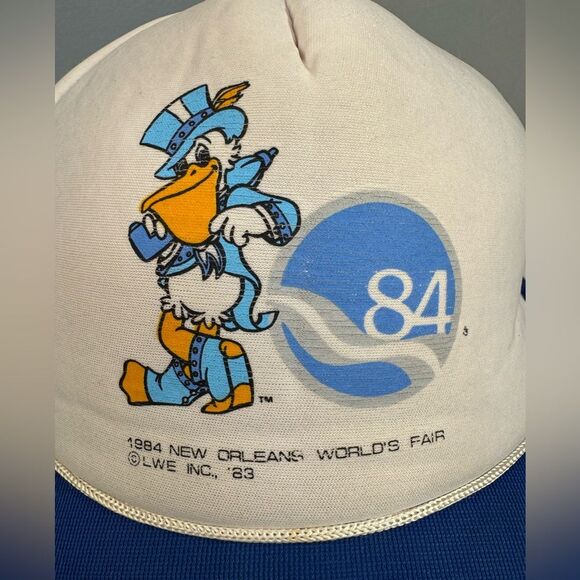 Vintage 1984 World’s Fair New Orleans Blue/White Trucker Hat Snapback Pelican - Picture 2 of 10